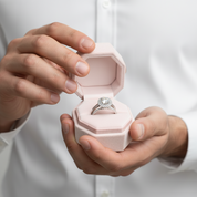 Round Cut Diamond Option Halo White Gold Engagement Ring Set-Black Diamonds New York