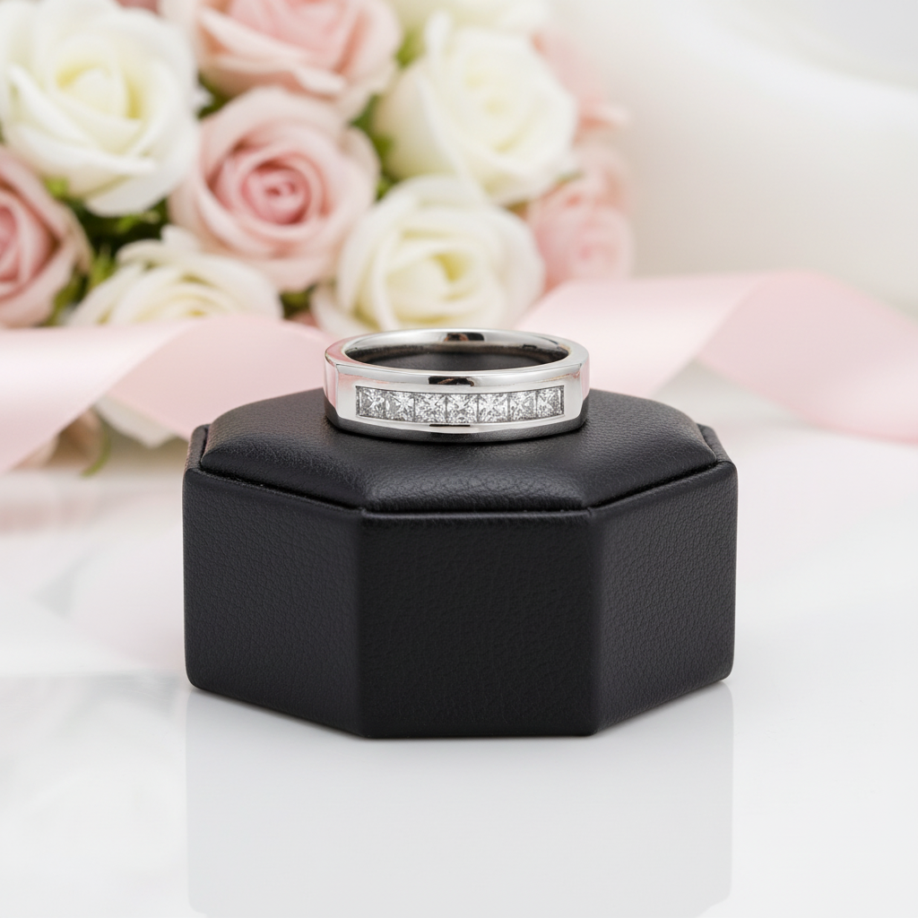 Round Cut Diamond Option Minimalist Design Men's Ring-Black Diamonds New York