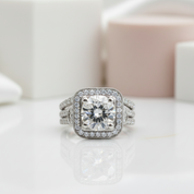 Round Cut Diamond Minimalist Engagement Ring Set-Black Diamonds New York