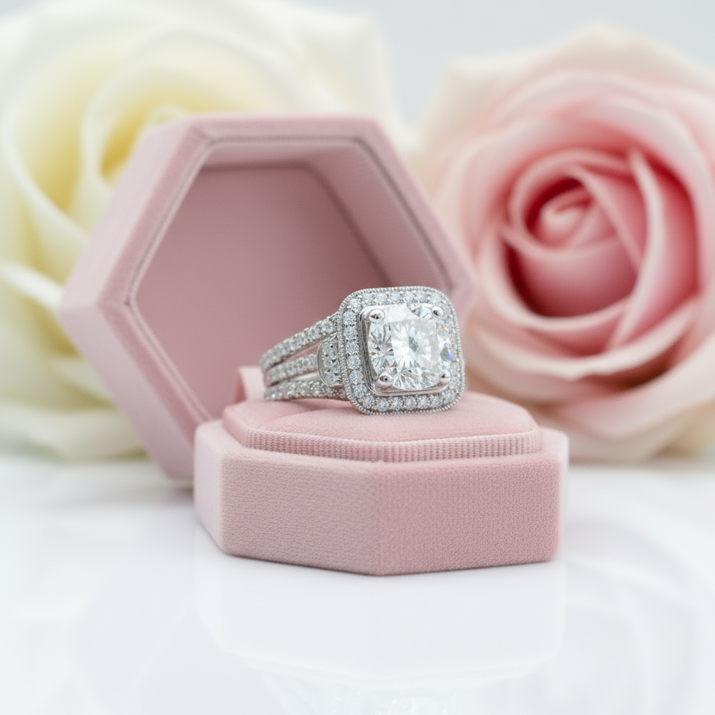 Round Cut Diamond Option Minimalist Engagement Ring Set-Black Diamonds New York