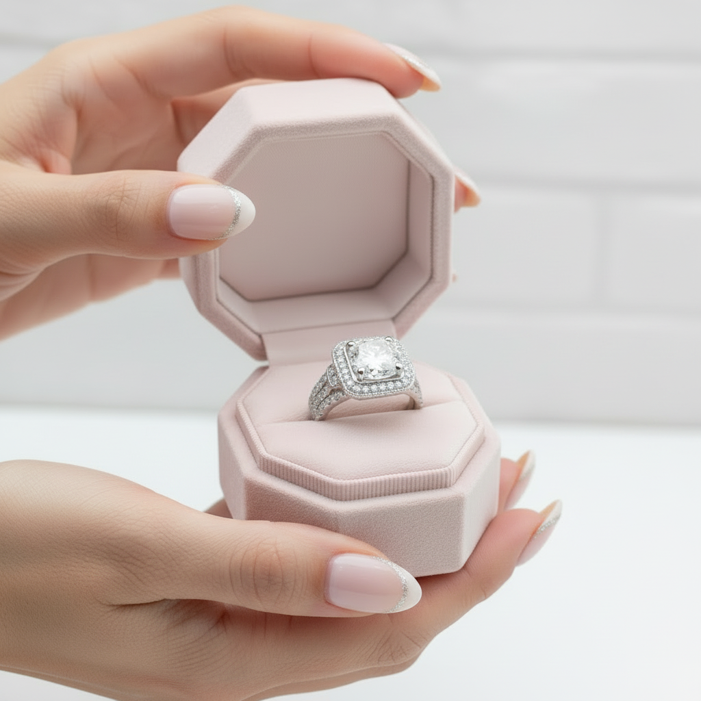 Round Cut Diamond Option Minimalist Engagement Ring Set-Black Diamonds New York