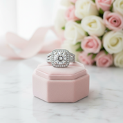 Round Cut Diamond Option Minimalist Engagement Ring Set-Black Diamonds New York