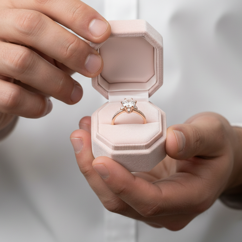 Round Cut Diamond Option Unique Flower Engagement Ring-Black Diamonds New York