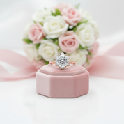 Round Cut Diamond Option Unique Flower Engagement Ring-Black Diamonds New York