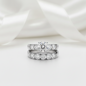 Round Cut Diamond Option White Gold Engagement Ring Set-Black Diamonds New York