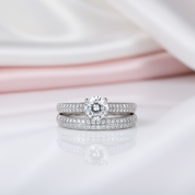 Round Cut Diamond Option White Gold Half Eternity Engagement Set-Black Diamonds New York