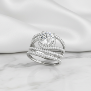 Round Cut Diamond Option White Gold Split Band Ring Set-Black Diamonds New York
