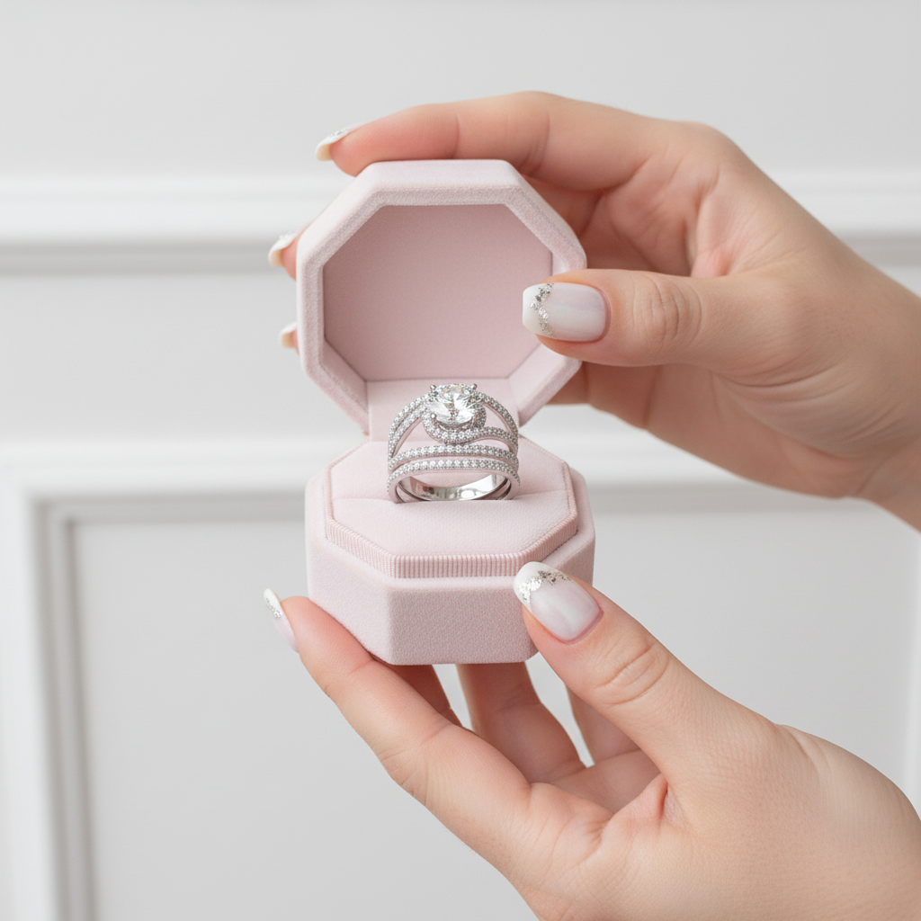 Round Cut Diamond Option White Gold Split Band Ring Set-Black Diamonds New York