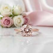 Round Cut Morganite Pink Engagement Ring-Black Diamonds New York