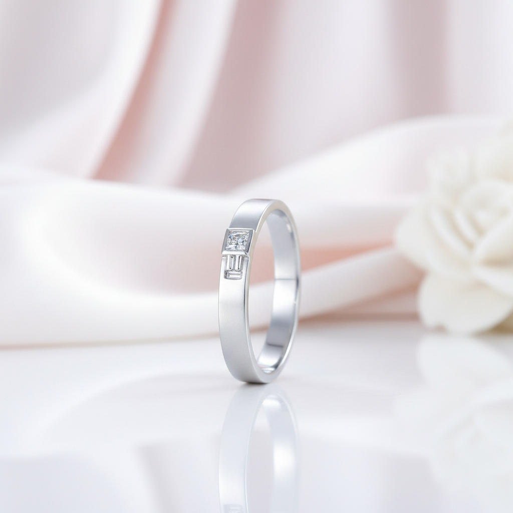 Round Cut Natural Diamond 14k White Gold Ring Band-Black Diamonds New York