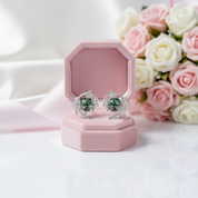 Round cut Natural Green Moss Agate Plant Inspired Anniversary Earrings-Black Diamonds New York