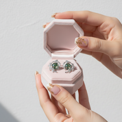 Round cut Natural Green Moss Agate Plant Inspired Anniversary Earrings-Black Diamonds New York