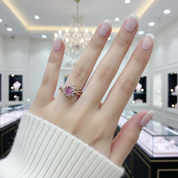 Round Cut Pink Diamond Option Halo Rose Gold Engagement Ring-Black Diamonds New York