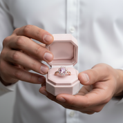 Round Cut Pink Diamond Option Halo Rose Gold Engagement Ring-Black Diamonds New York