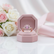 Round Cut Pink Diamond Option Halo Rose Gold Engagement Ring-Black Diamonds New York