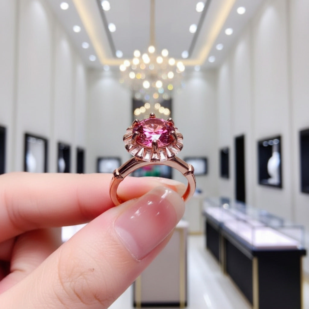Round Cut Red Diamond Option Halo Engagement Ring-Black Diamonds New York