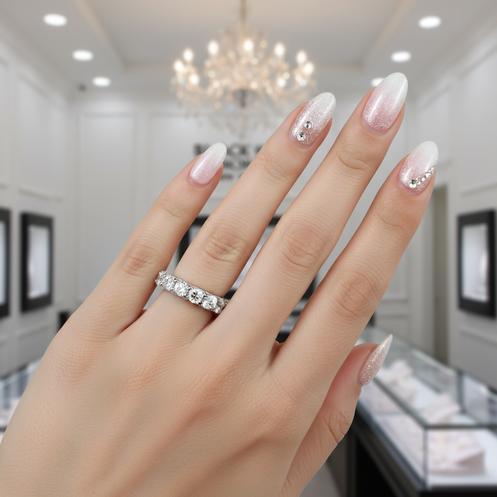 Round Cut Simulated Diamond Wedding Band In White Gold-Black Diamonds New York