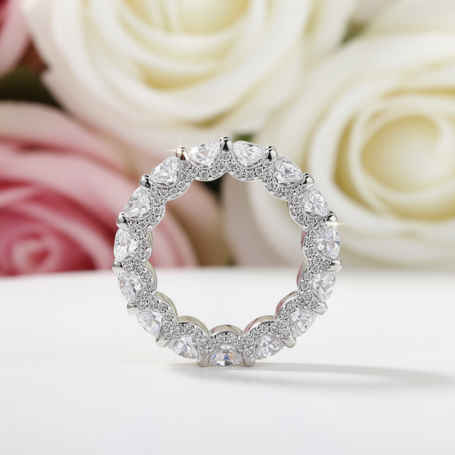 Round Cut Simulated Diamond Wedding Band In White Gold-Black Diamonds New York