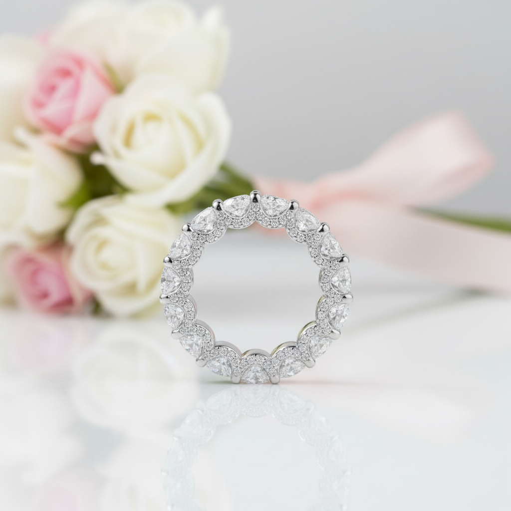 Round Cut Simulated Diamond Option Wedding Band In White Gold-Black Diamonds New York