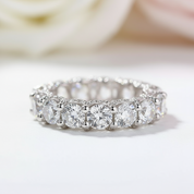 Round Cut Simulated Diamond Wedding Band In White Gold-Black Diamonds New York