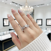 Round Cut Diamond Option Flower Decorative Engagement Ring-Black Diamonds New York