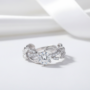 Round Cut Diamond Option Flower Decorative Engagement Ring-Black Diamonds New York