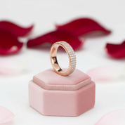 Three Rows of Round Cut Diamond Ring Band-Black Diamonds New York