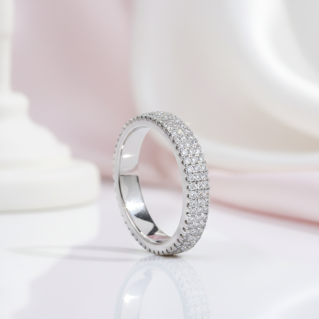 Three Rows of Round Cut Diamond Option Ring Band-Black Diamonds New York