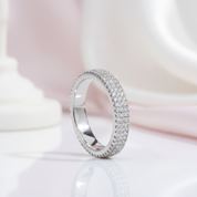 Three Rows of Round Cut Diamond Option Ring Band-Black Diamonds New York