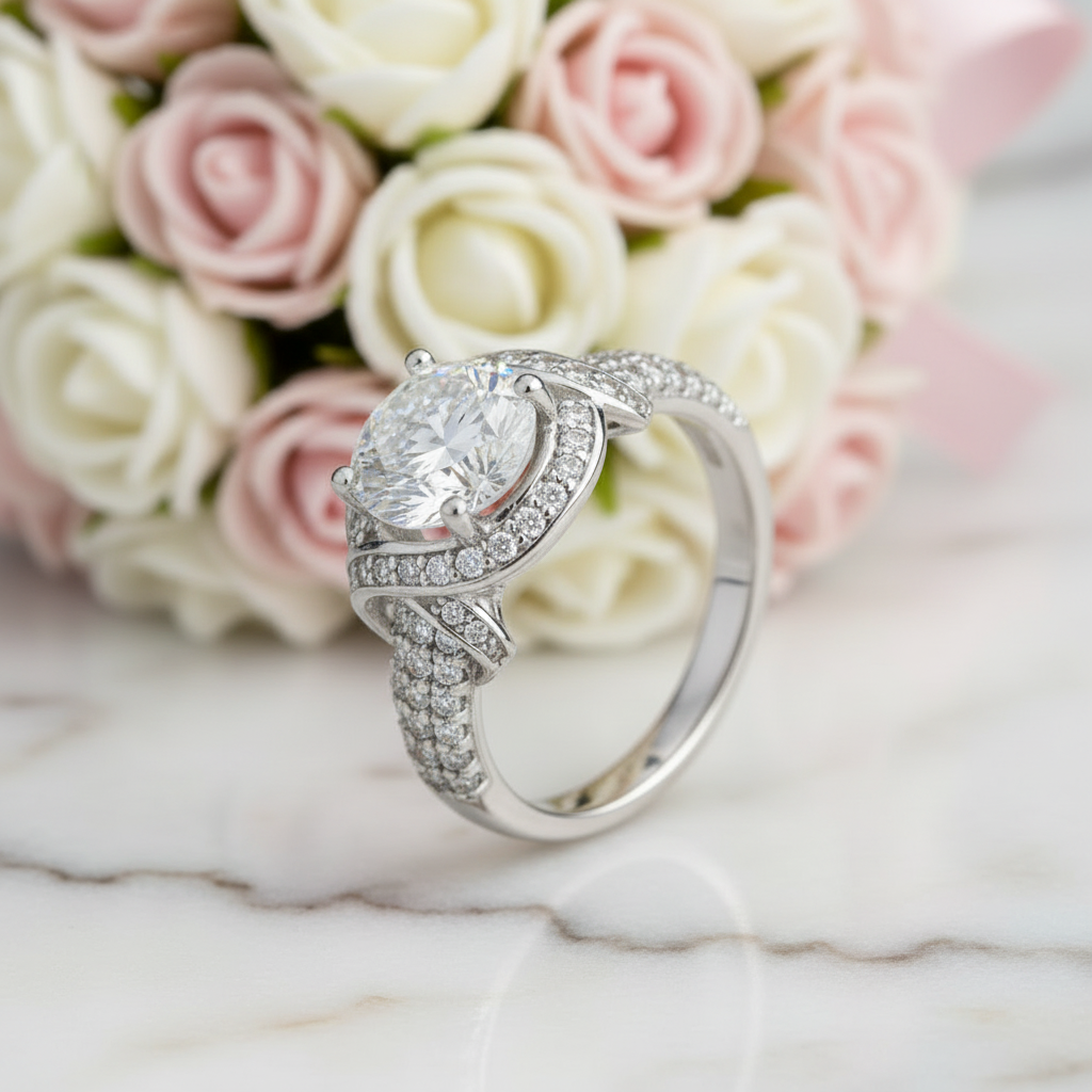 Round Cut Diamond Option Engagement Ring-Black Diamonds New York