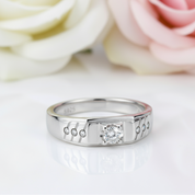 Round Cut White Sapphire Men's Wedding Ring-Black Diamonds New York