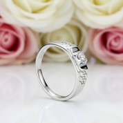 Round Cut White Sapphire Men's Wedding Ring-Black Diamonds New York