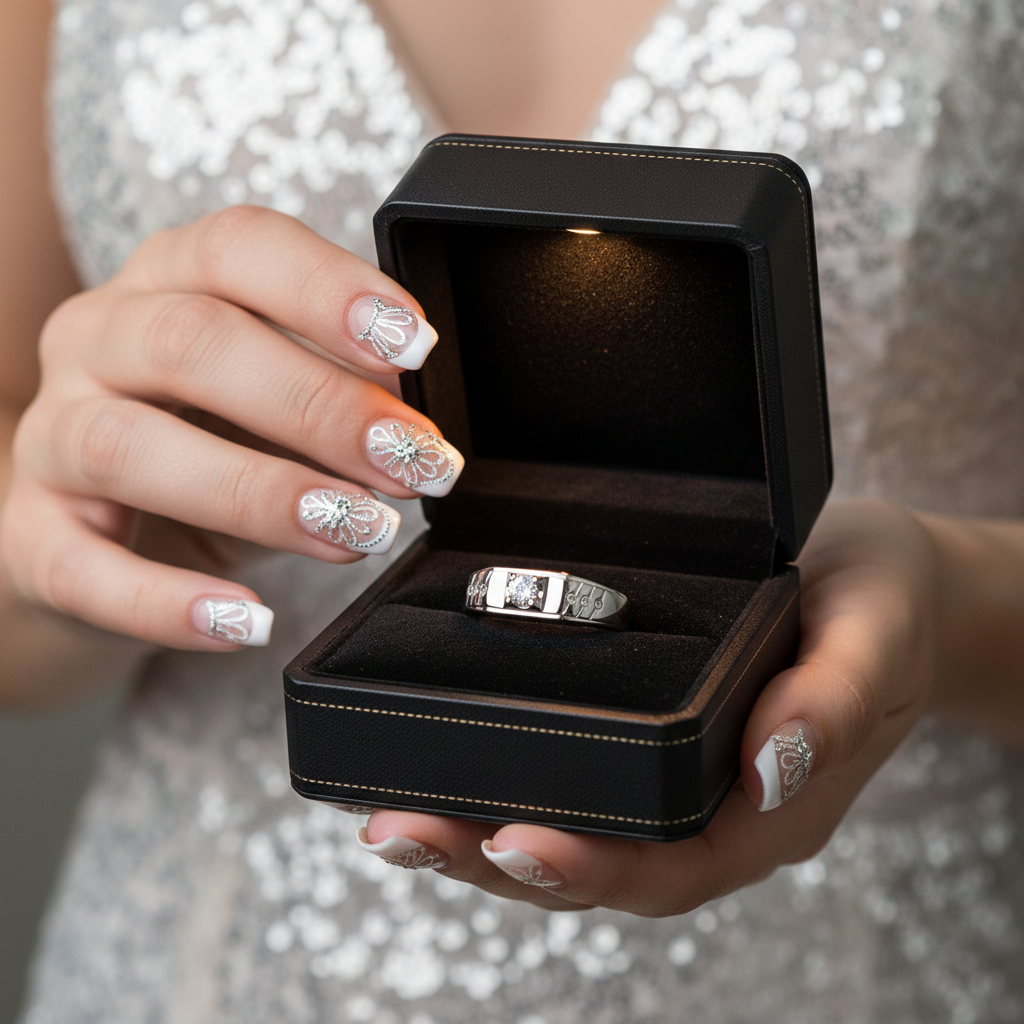 Round Cut White Sapphire Men's Wedding Ring-Black Diamonds New York
