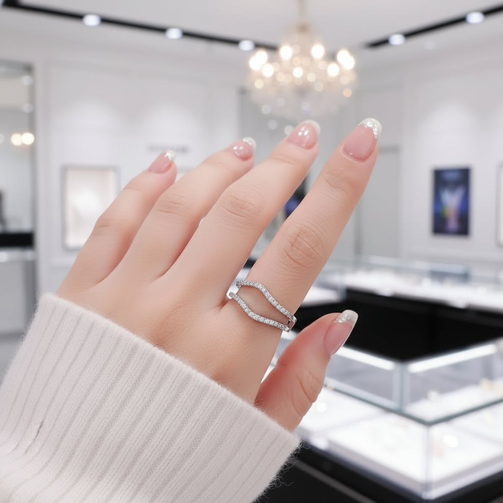 Round Diamond Adjustable Curved Enhancer Wedding Band-Black Diamonds New York