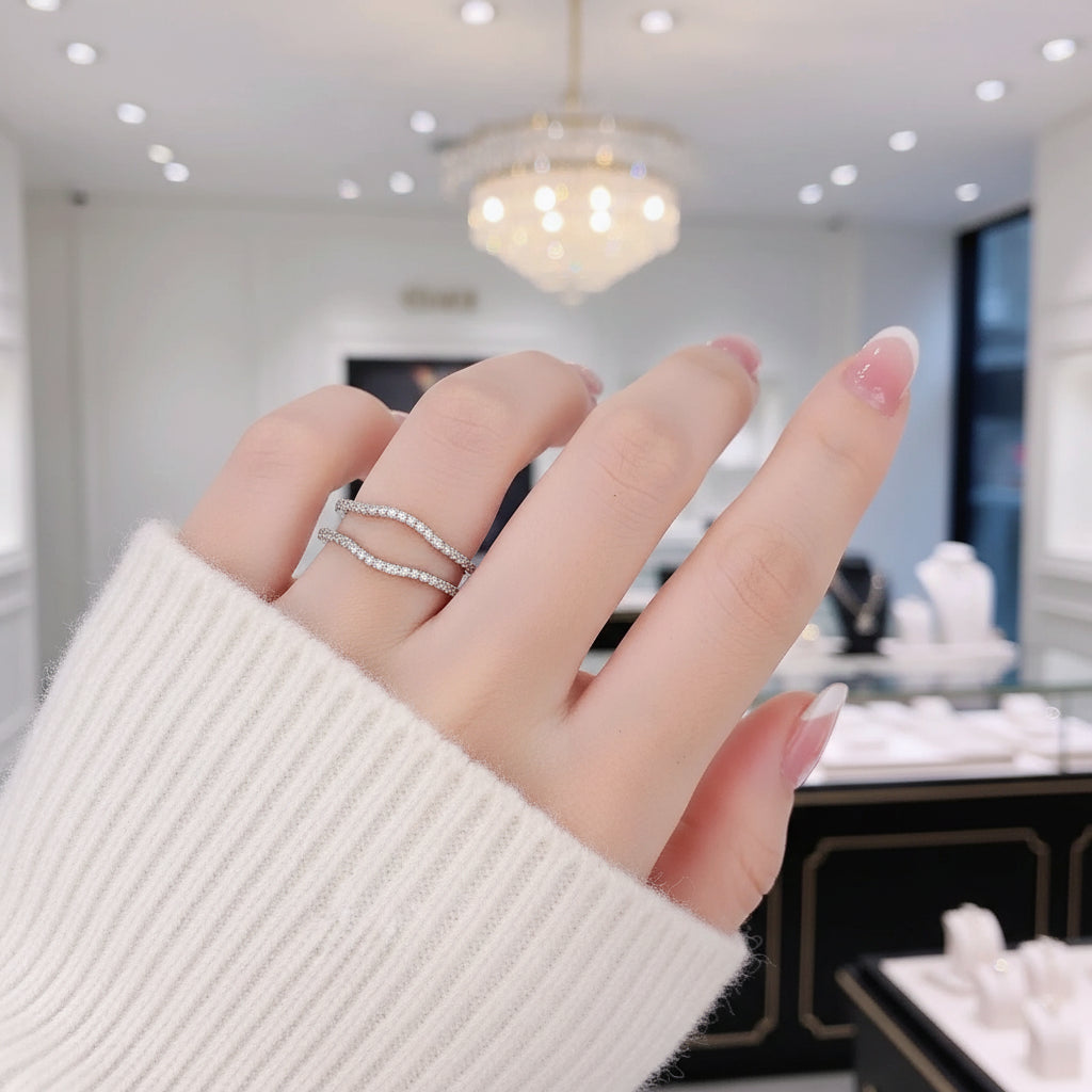 Round Diamond Adjustable Curved Enhancer Wedding Band-Black Diamonds New York