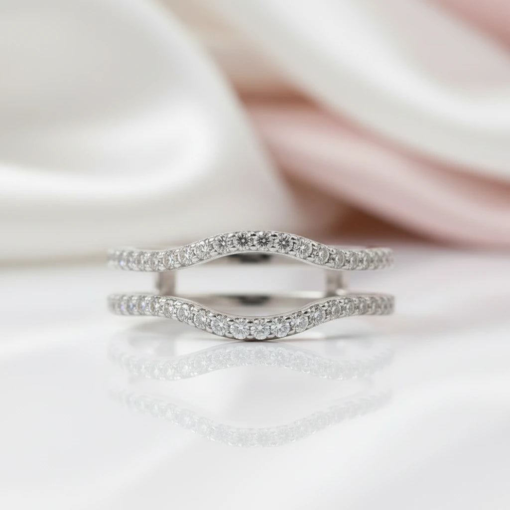 Round Diamond Option Adjustable Curved Enhancer Wedding Band-Black Diamonds New York