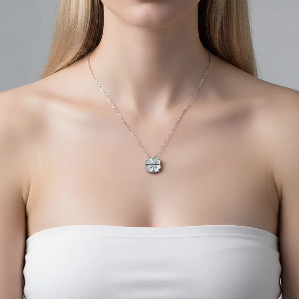 Round Diamond Option Clover Pendant Necklace-Black Diamonds New York