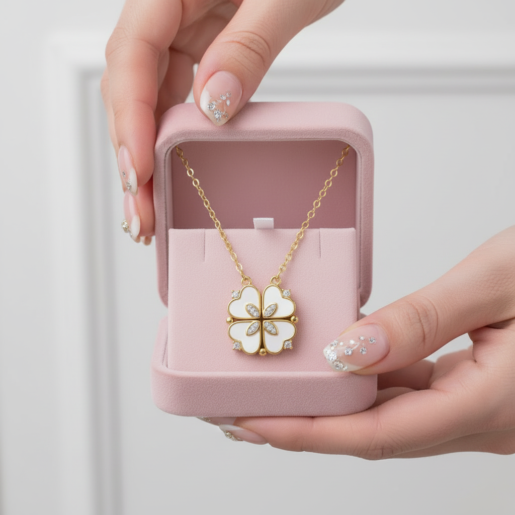 Round Diamond Option Clover Pendant Necklace-Black Diamonds New York