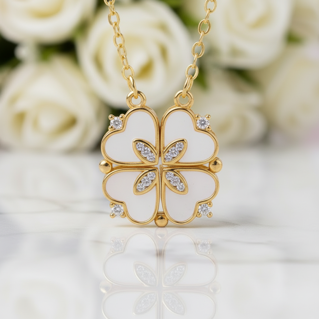 Round Diamond Clover Pendant Necklace-Black Diamonds New York