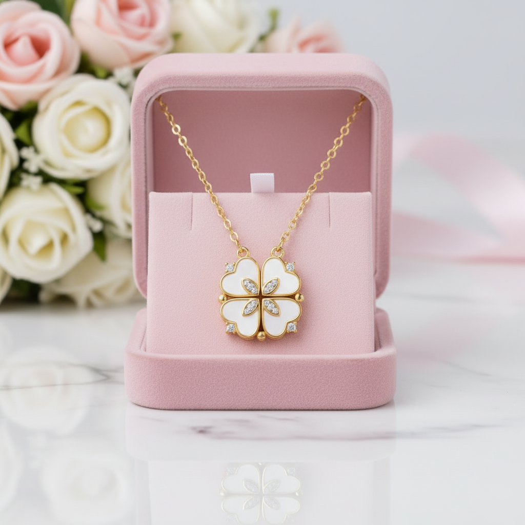 Round Diamond Option Clover Pendant Necklace-Black Diamonds New York