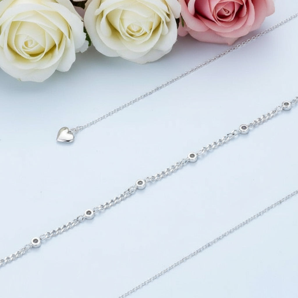 Round Diamond Double Layered Necklace with Heart Pendant-Black Diamonds New York