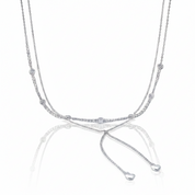 Round Diamond Option Double Layered Necklace with Heart Pendant-Black Diamonds New York
