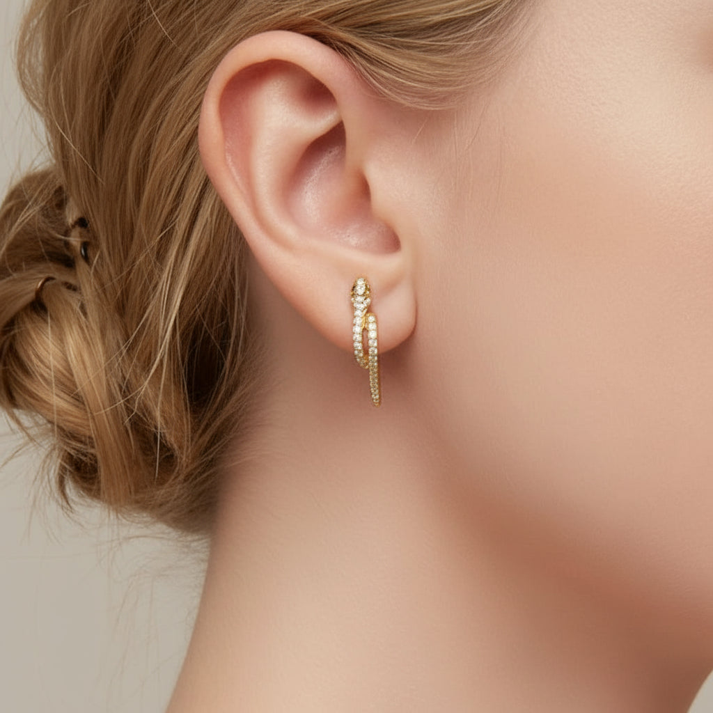 Round Diamond Snake Earrings-Black Diamonds New York