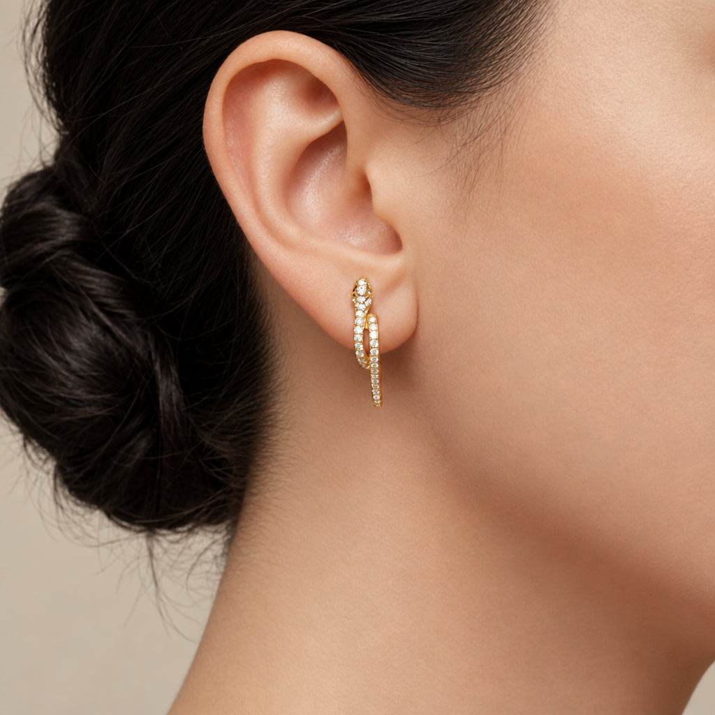 Round Diamond Option Snake Earrings-Black Diamonds New York