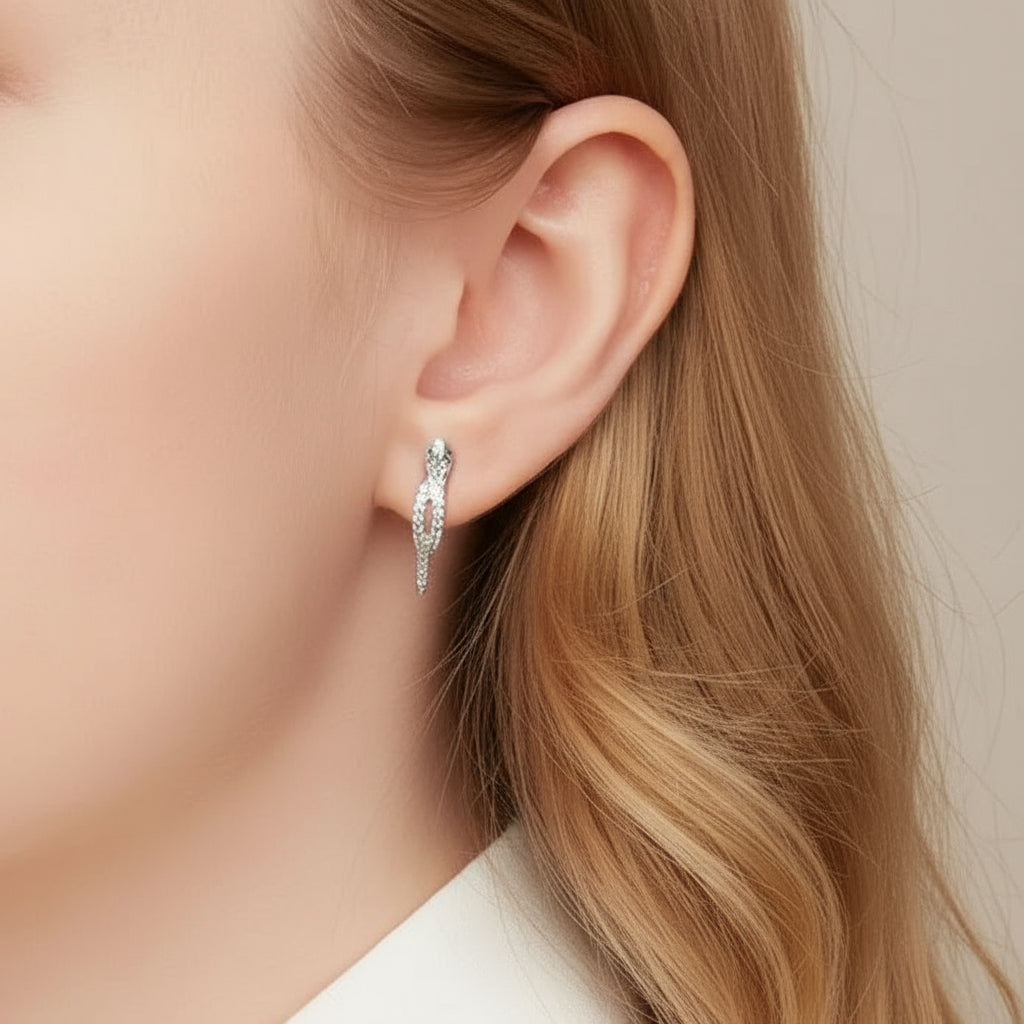 Round Diamond Snake Earrings-Black Diamonds New York