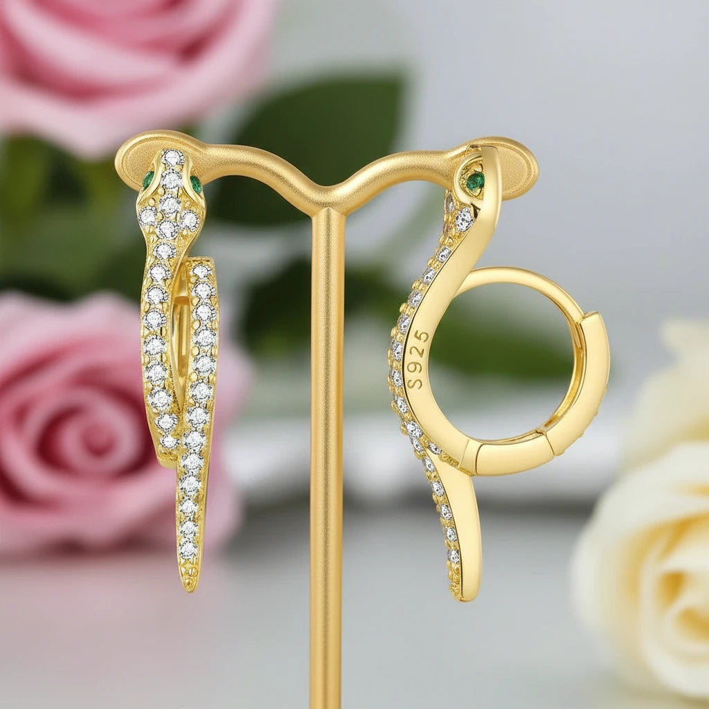 Round Diamond Snake Earrings-Black Diamonds New York