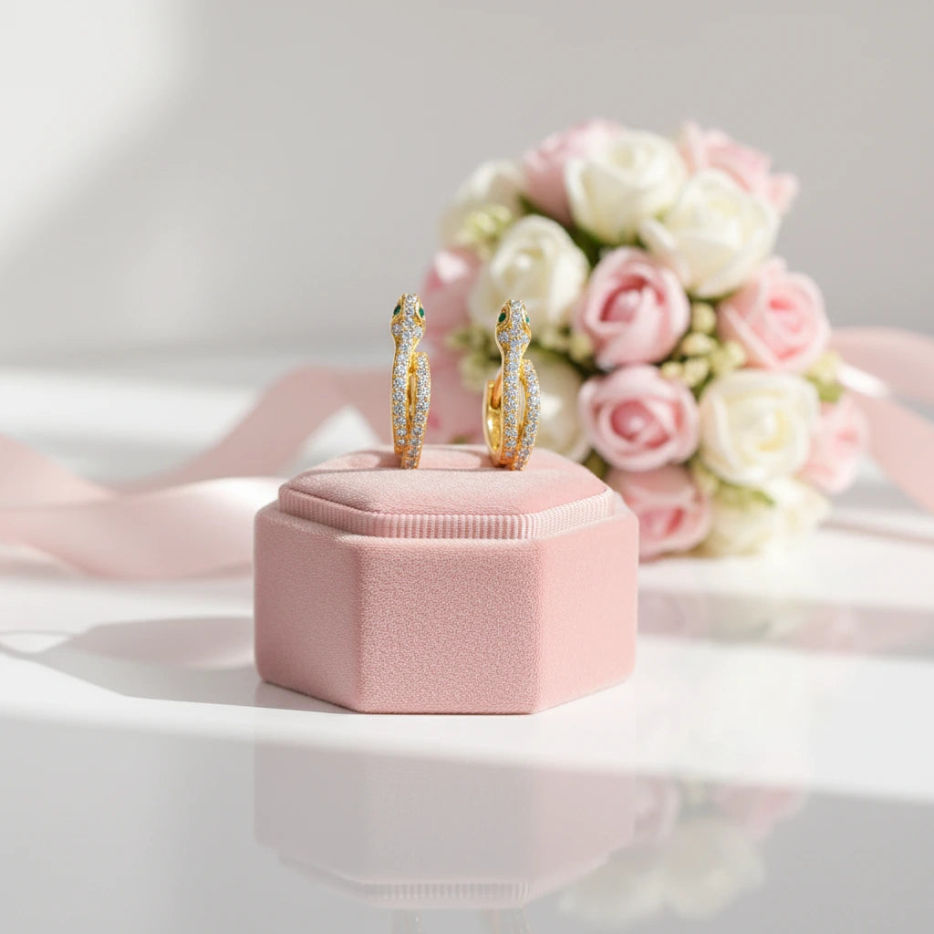 Round Diamond Option Snake Earrings-Black Diamonds New York