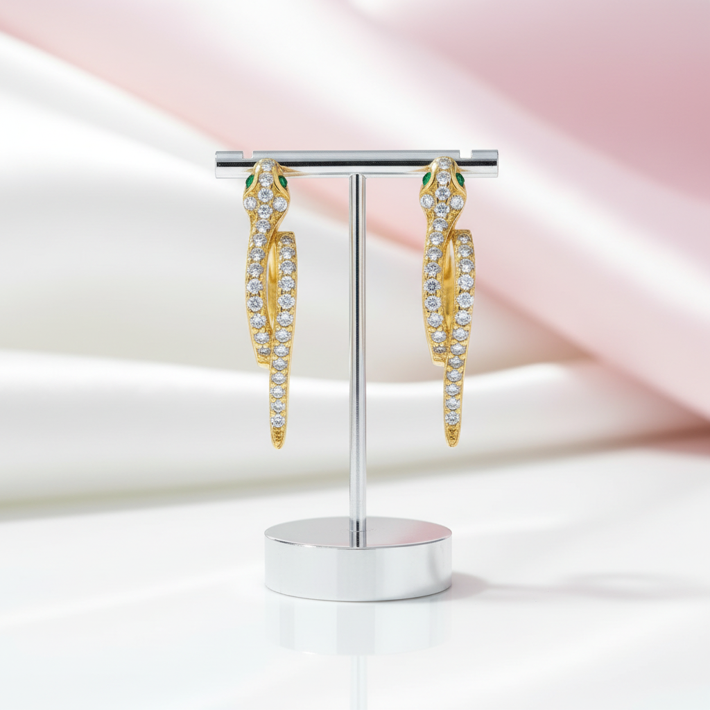 Round Diamond Option Snake Earrings-Black Diamonds New York