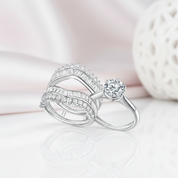 Round and Emerald Cut Diamond Option Engagement Insert Ring Set-Black Diamonds New York