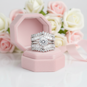 Round and Emerald Cut Diamond Option Engagement Insert Ring Set-Black Diamonds New York